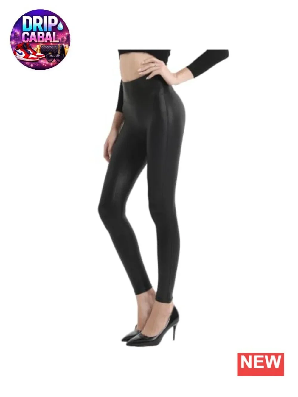 Faux Leather High Waisted Tummy Control Leggings Skinny Yoga Pants Women